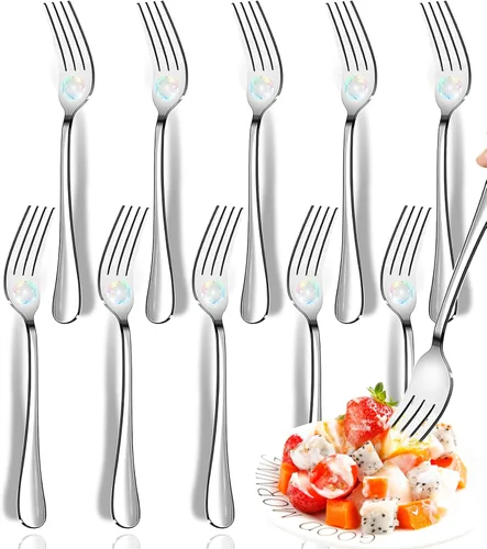 Vista 10 de Black Forks - Juego de cubiertos de 6 piezas, tenedores de acero inoxidable, juego de tenedores pulidos con espejo, juego de cubiertos esenciales