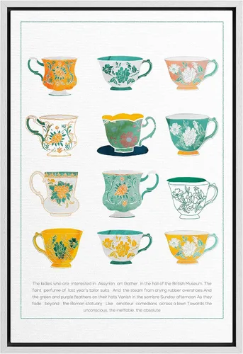 Vista 43 de SIGNWIN Lienzo enmarcado para pared, arte ornamental de neón fino, tazas de té, comida y bebida, ilustraciones culturales, arte moderno, elegante