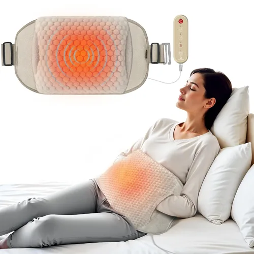 Vista 10 de COMFIER Almohadilla térmica con masajeador para dolor de espalda, almohadillas térmicas de tamaño extra grande para calambres, apagado automático