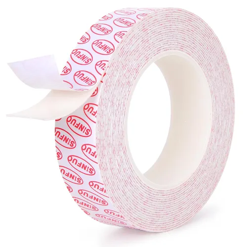 Vista 11 de Sinfuo Cinta adhesiva de doble cara resistente (0.39 pulgadas x 22 pies), cinta adhesiva nano extraíble de doble cara, cinta adhesiva transparente