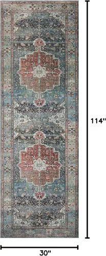 Vista 14 de Loloi Margot - Alfombra de área terracota/laguna de 7'-6" x 9'-6