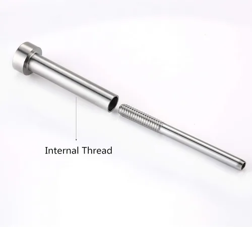 Vista 3 de Kit de barandilla de cable de 1/8 pulgadas, con rosca invisible, terminal receptor de cabeza hexagonal para poste de madera y metal con llave Allen