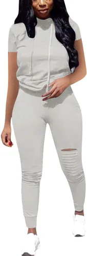Vista 2 de Nimsruc Conjunto de dos piezas para mujer de manga corta, chándal casual