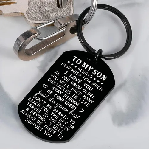 Vista 5 de Llavero de regalo de mamá inspirador con texto en inglés "I Love You", regalo para el día de San Valentín para él, niños, adolescentes, cumpleaños