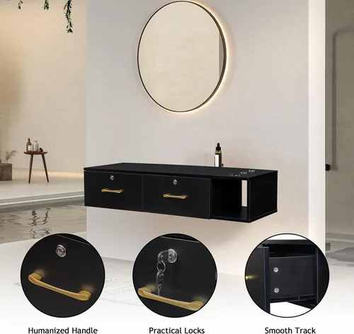 Vista 4 de Winado Estación de peluquería para estilista de peluquería, equipo de spa de salón de belleza, estación de gabinete de salón con cajón de Negro
