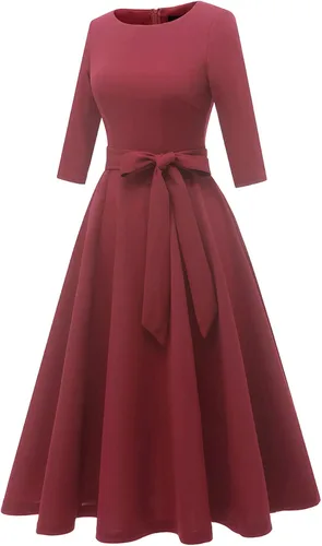 Vista 2 de DRESSTELLS Cocktail Dress for Women, Vintage Modest Wedding Guest 34 Sleeves Fall Dresses 2023, Formal Church Dress