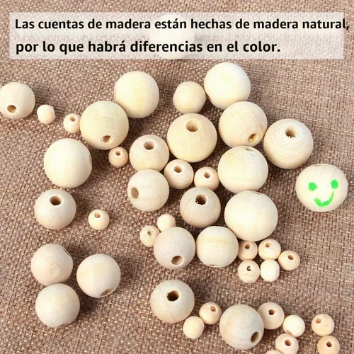 Vista 6 de 500 piezas de cuentas de madera de 8 mm, cuentas de madera natural sin pintar, cuentas de madera sueltas para manualidades, decoraciones y bricolaje