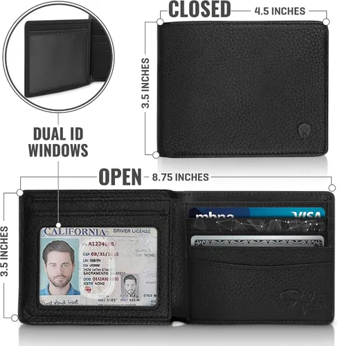 Vista 4 de Billetera de dos espacios para identificación, sostenedor de RFID, compartimento para tarjetas de capacidad extra, lo mejor en protección