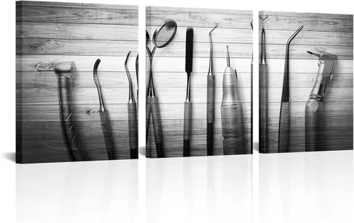 Vista 6 de RnnJoile Arte dental, herramientas de equipo dental, impresiones de lienzo para pared, oficina médica, odontología, decoración de pared, listo