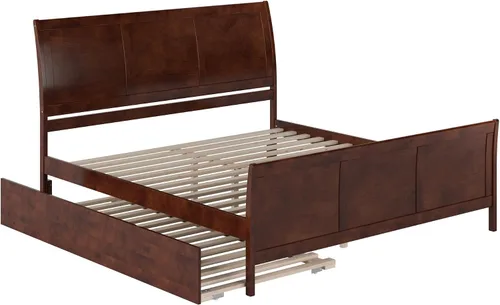 Vista 21 de AFI, Portland - Cama de plataforma matrimonial con estribo a juego con cama nido individual, color espresso
