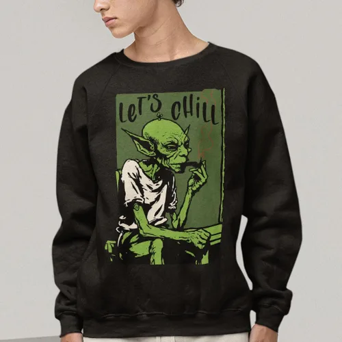 Vista 4 de Let's Chill Print Raglan Sweatshirt - Funny Crewneck Sweatshirt - Themed Sweatshirt