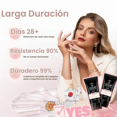 Vista 8 de ROSALIND - Gel de uñas de poliéster rosa de 2 onzas, gel de extensión de uñas para mejorar el constructor Pink Nude Poly Nail Gel 60g/2oz, Easy to