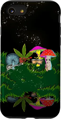 Vista 18 de Jamming Mushrooms Weed - Carcasa para iPhone 17, diseño psicodélico de cannabis 420
