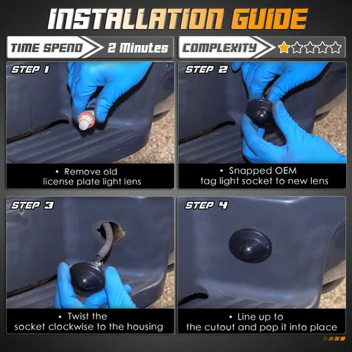 Vista 4 de HERCOO - Lámparas para placa de matrícula con lente y carcasa negra compatibles con F150 F250 F350 F450 F550 Super Duty Bronco Excursion Expedition
