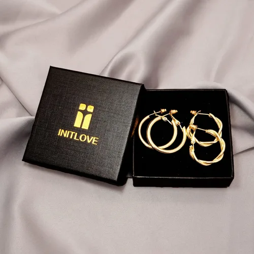Vista 7 de Initlove Juego de aretes colgantes de forma irregular regalo especial y de moda para mujeres y niñas