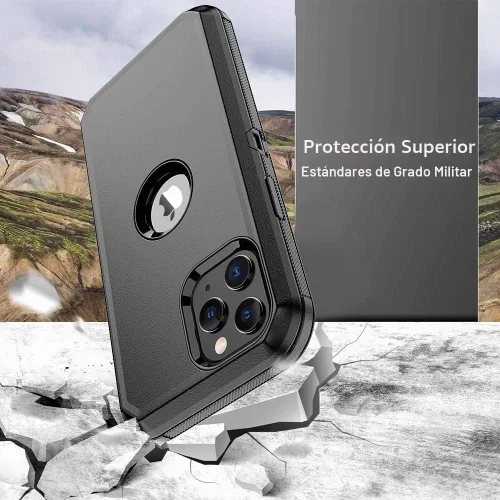 Vista 5 de Funda de teléfono para iPhone 12 Pro Max, resistente, resistente a prueba de golpes, funda protectora con clip para cinturón para Apple iPhone 12