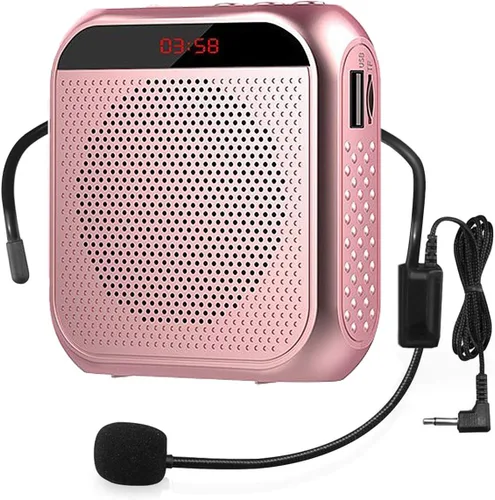 Vista 8 de Amplificador de Voz Portátil con Auriculares de Micrófono con Cable Sistema PA Recargable Altavoz Micrófono Personal Amplificador de Voz Potencia