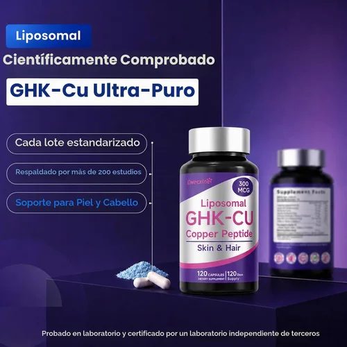 Vista 2 de GHK-Cu Suplemento de péptido de cobre para mujeres, 300mcg, 120 cápsulas