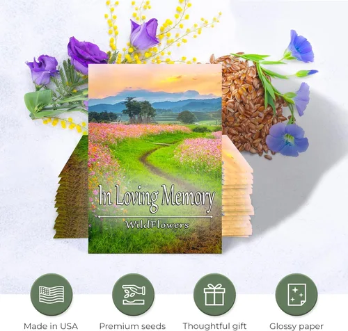 Vista 5 de 25 paquetes de semillas de flores silvestres – Decoraciones de celebración de la vida – Recuerdos fúnebres – Memorial – Semillas de flores