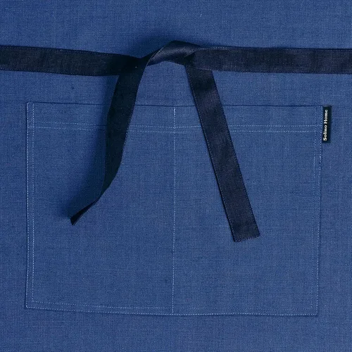Vista 2 de Solino Home Delantal de lino estilo bistró para servidor, lazos extralargos con bolsillos, medio delantal de lino 100% puro para hombres y mujeres