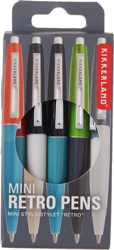 Vista 5 de Kikkerland Mini bolígrafos retro, juego de 5 (4329S)