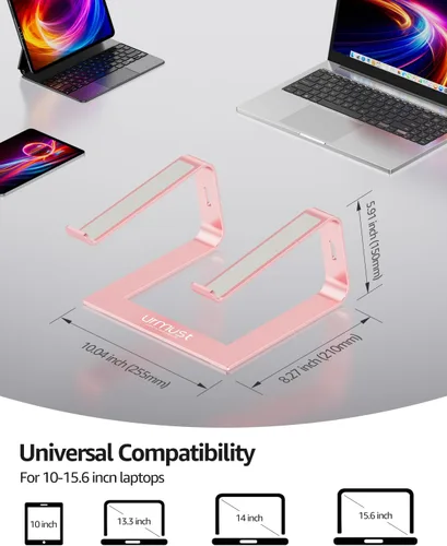 Vista 5 de Urmust Soporte elevador de aluminio para computadora portátil compatible con MacBook Air Pro, Dell, HP, Lenovo Samsung, Alienware todas las Oro Rosa