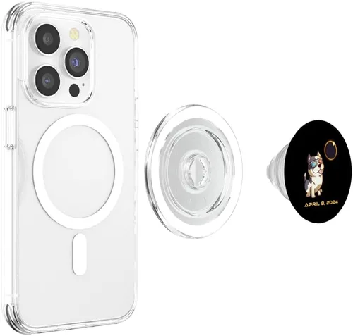 Vista 4 de Total Solar Eclipse April 8 2024 Totality Dog Pitbull PopSockets MagSafe PopGrip for iPhone