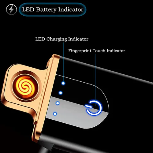 Vista 6 de Encendedor electrónico, encendedor eléctrico inteligente, mini encendedor recargable USB con ignición táctil de doble lado, encendedor sin llama a