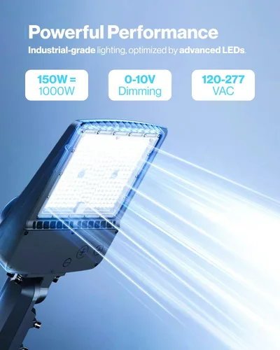 Vista 6 de Sunco - Luz LED para estacionamiento, poste para exteriores, 150 W, fotocélula del anochecer al amanecer, reemplazo HID, luz diurna de 5000 K, 21000