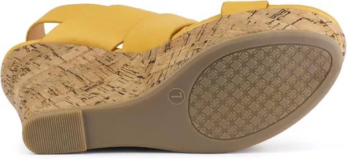 Vista 5 de Allegra K Sandalias de cuña con plataforma de madera para mujer