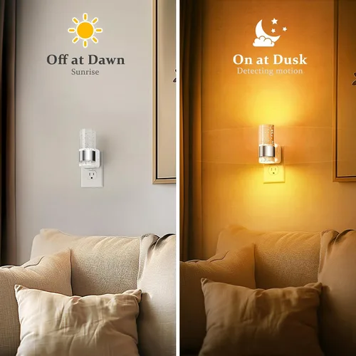 Vista 3 de JandCase Luz nocturna, luces nocturnas automáticas enchufables a la pared, luz nocturna LED regulable con brillo ajustable, luces nocturnas