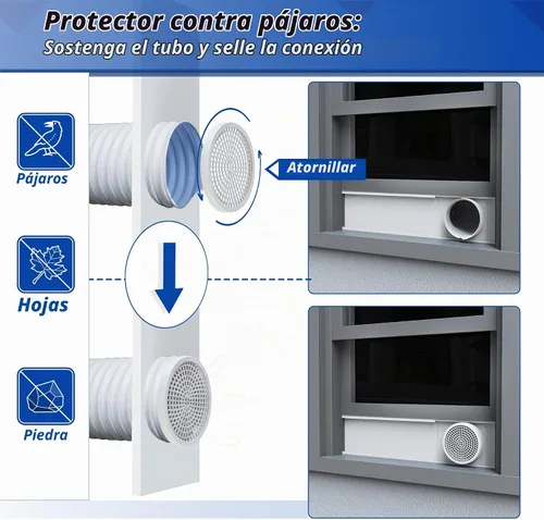 Vista 3 de Kit de ventana de aire acondicionado portátil para manguera de escape de 5 pulgadas de diámetro, paneles de sellado de ventana ajustables de 59