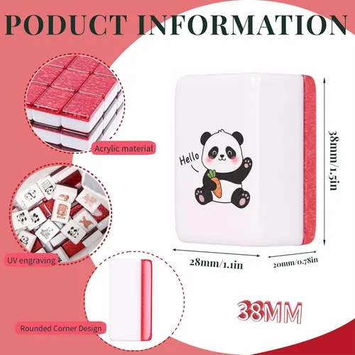 Vista 2 de Vita Mahjong - Juego de azulejos de 65 piezas, juego de mesa para 2 Panda y oso pardo