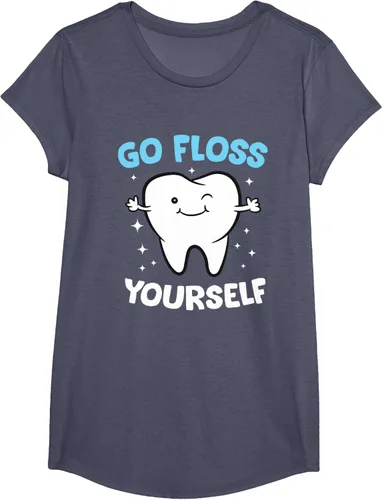 Vista 20 de Camiseta higienista dental, asistente dental, Go Floss Yourself dentista, Negro, S