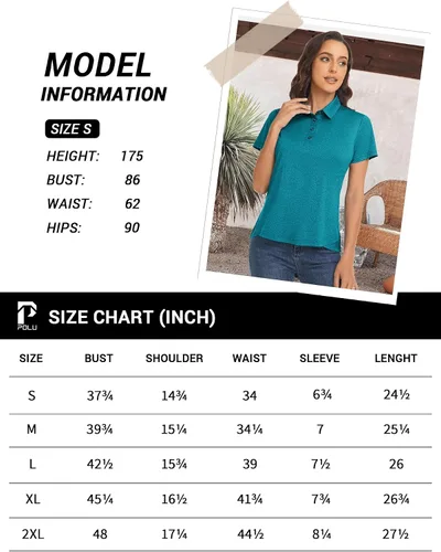 Vista 6 de Women's Golf Polo Shirts Moisture Wicking Short Sleeve Casual Collared 4-Button T-Shirts