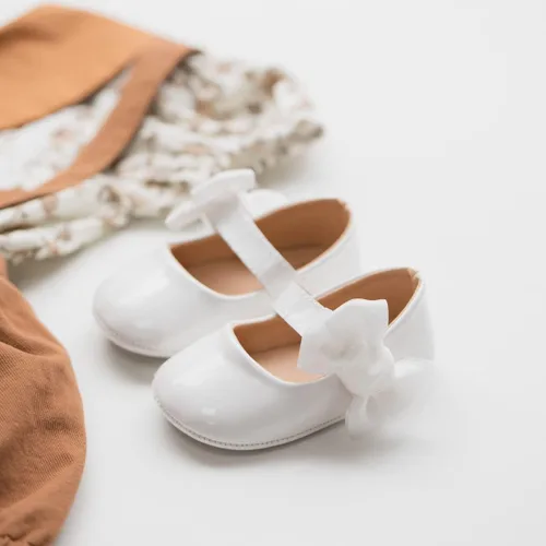 Vista 4 de ohsofy Zapatos de Mary Jane antideslizantes con lazo de princesa para bebé y niña, zapatos de vestido de princesa para los primeros pasos, zapatos