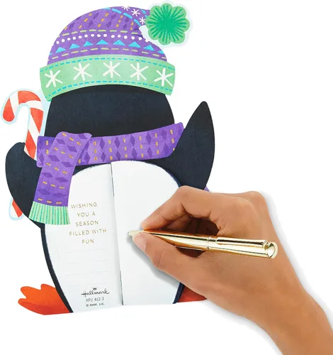 Vista 6 de Hallmark Paper Wonder - Tarjeta de Navidad con diseño de panal de abeja (pingüino)