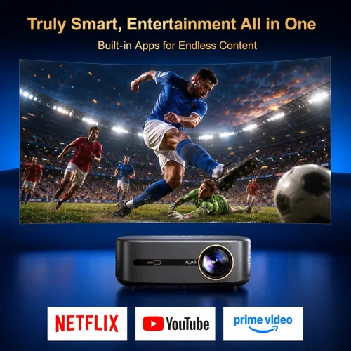 Vista 9 de Alvar Upgraded 4K Supported Smart Projector with 2500 ANSI, 50W DoIby Audio Black