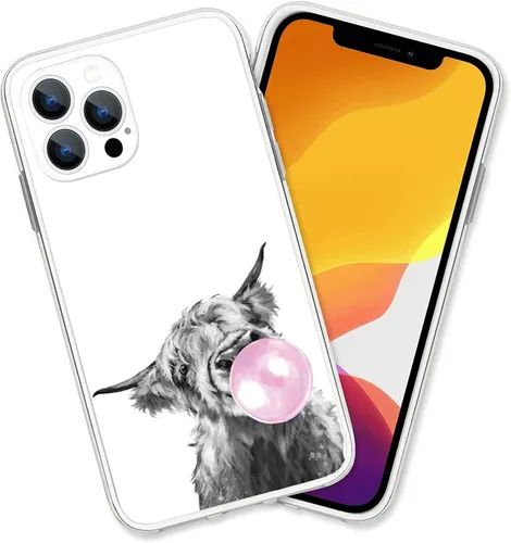 Vista 8 de Diseño para iPhone 14 Pro Max, diseño de acuarela de perros, collage de Pug para iPhone, protección a prueba de golpes, funda transparente de TPU