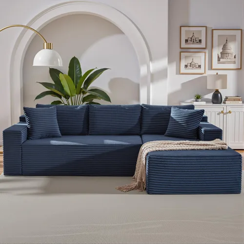 Vista 18 de Sofá seccional Cloud de 96 pulgadas, sofá seccional modular moderno con asiento profundo, sofás de pana sin estructura rígida con chaise