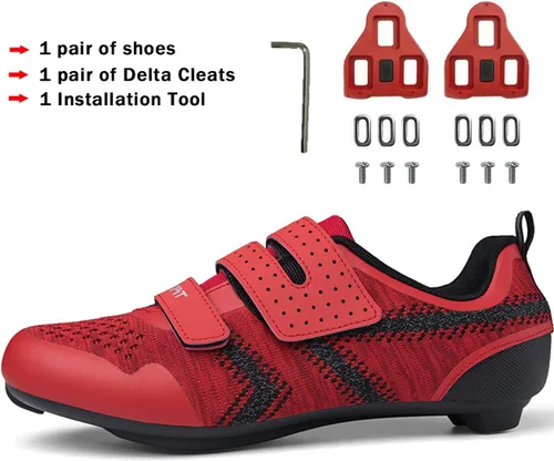 Vista 2 de Zapatos de ciclismo unisex compatibles con Peloton Road Bike Shoes para hombres y mujeres con clip de tacos Delta, para interiores y exteriores