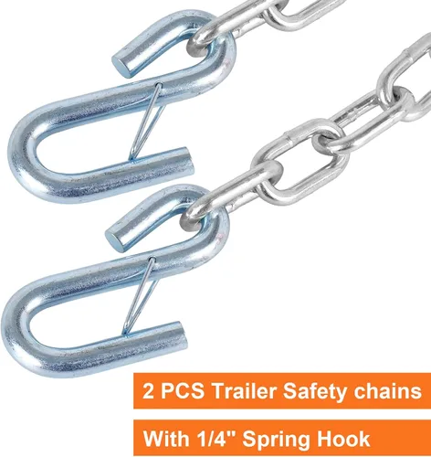 Vista 2 de Cadena de seguridad para remolque de barco de acero grado 30 de 1/4" X 27" con ganchos de resorte de 5000 lbs, 2 piezas (1/4" X 27") Heavy-duty