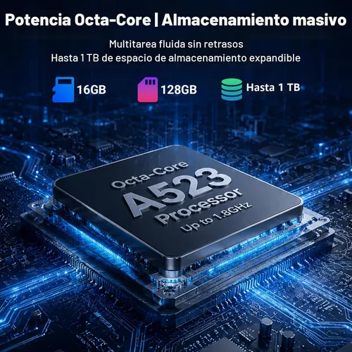 Vista 2 de Tableta de 11 pulgadas, Octa-Core, 16GB RAM 128GB ROM 1TB Expand, Batería 8200mAh, WiFi 6 Bluetooth 5.3, Pantalla HD IPS, Cámara dual, Desbloqueo