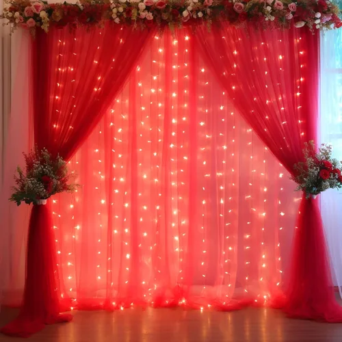 Vista 19 de Cortina de telón de fondo de tul azul bebé de 10 x 8 pies con cadena de luces para fiestas, cortinas de fondo transparentes para bodas, baby shower