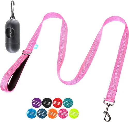 Vista 24 de BAAPET Correa de nailon para perro de 5 pies con triple hilos reflectantes y cómodo mango acolchado para caminar, entrenar cachorros pequeños Negro
