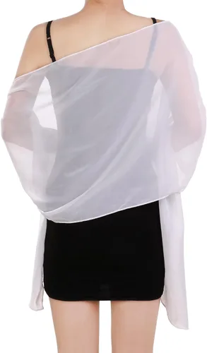 Vista 2 de WILLBOND Chal de gasa para mujer, bufanda de gasa suave para noche, bufanda de gasa, bufanda de satén para vestidos de noche
