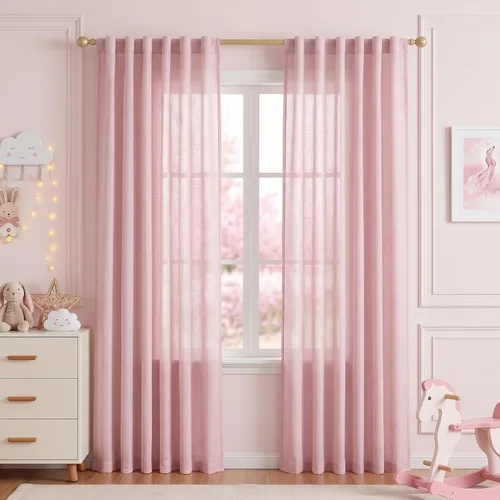 Vista 19 de MYSKY HOME Cortinas naturales de puerta francesa para ventana de puerta, 40 pulgadas de largo, cortas, semitransparentes, filtrantes de luz