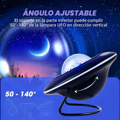 Vista 5 de LooEooDoo Proyector de estrellas, lámpara de proyección estrellada de la galaxia, altavoz Bluetooth con iluminación Aurora con temporizador
