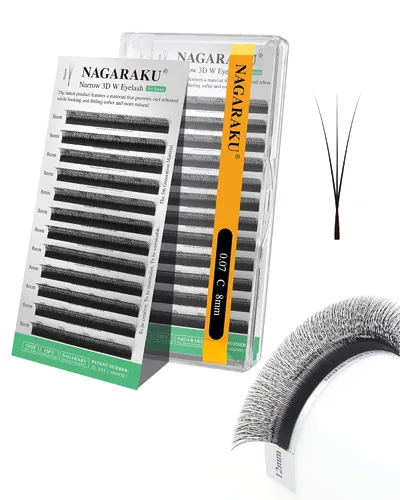 Vista 270 de NAGARAKU Extensiones de pestañas prefabricadas en abanico 3D W 0.05 C 0.315 0.05-C 3D W