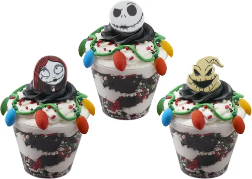 Vista 14 de DecoPac Anillos de The Nightmare Before Christmas, decoraciones de cupcakes con Jack, Sally y Oogie Boogie, paquete de 24